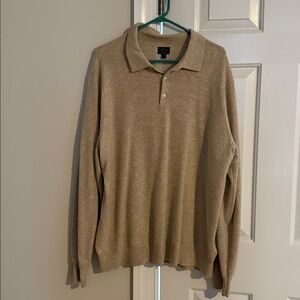 Cashmere JCREW Beige Long Sleeve Polo Sweater